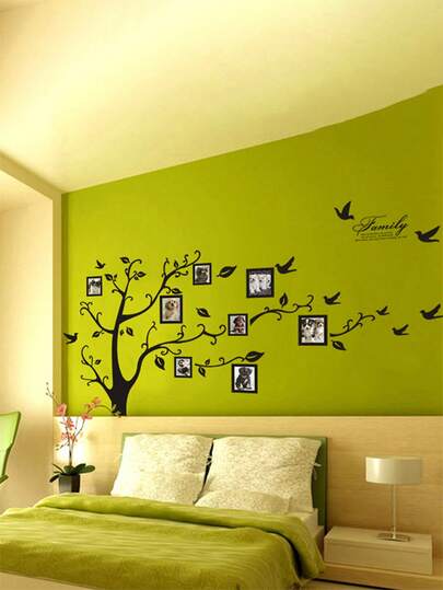 4pcs 180*250cm Black Peel And Stick Memoirable Family Tree Wall Sticker Decal