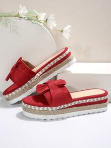 Sandal Wanita Model Baru dengan Hak Platform dan Sol Tebal, Sepatu Kasual Nyaman, Cocok untuk Pakaian Musim Semi dan Musim Panas - Merah - View 5