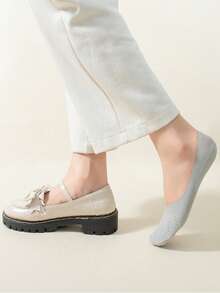 5 Pairs(Random Color) Women's Spring/Summer New Boat Socks, Anti-Slip Breathable Low-Cut Silicone Non-Slip Invisible Mesh Socks - Multicolor - View 5