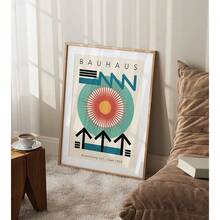 1pc /3PCSWall Arts Posters Optional Frame ModernMid Century Bauhaus Poster Geometric Wall Art Canvas Prints Living Room Bedroom Bright Colourful Artwork For Home Decor ,Wall Art With Frame