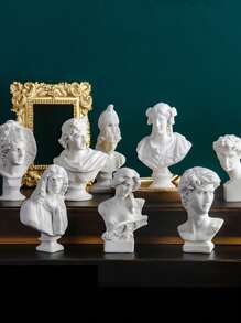 1 pieza Escultura de resina blanca miniatura y retro de mitología griega de David, Apolo o Atenea, para decoración, soporte de fotos o accesorios