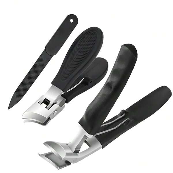 1pc/3pcs/2pcs Modern Stainless Steel Nail Clippers, Curved Blade Design, Heavy Duty Nail Clipper, Nail Trimmer, Suitable For Thick Nails, Elderly Use, No Splashing, Precise Trimming Of Men's Toenails, Angled Blade