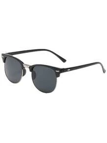 1 pièce Lunettes de mode vintage semi-sans monture carrées simples à rivets pour hommes, convenant pour un usage quotidien, les vacances, la plage, les accessoires d'été, le retour à l'école, un look préparatoire à l'école élégant