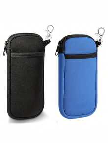 Ultra Lightweight Soft Double Glasses Case Set With Zipper And Carabiner - Portable