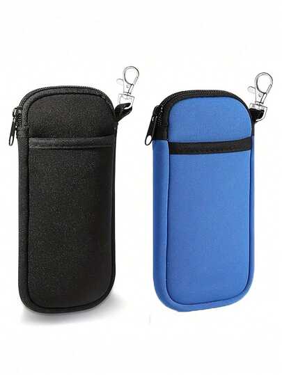 Ultra Lightweight Soft Double Glasses Case Set With Zipper And Carabiner - Portable