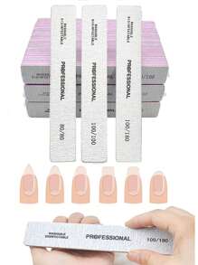3 pezzi di lime professionali per unghie da 100/180 grit, ampi, piani, in carta abrasiva grigia di alta qualità, strumenti accessori per manicure da 80/80, 100/100 grit