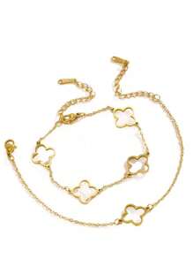1 pieza Pulsera de acero inoxidable minimalista con flor de cuatro hojas hueca, adecuada para uso diario o fiesta de las mujeres, gran regalo para el Día de la Madre