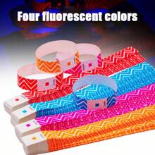 100/400pcs New Striped Paper Wristbands, Fluorescent Color Wristbands With 6-Digit Serial Number, Lightweight Event And Party Accessory For Clubs, Concerts, Festivals, Assorted Colors Disposable Wristbands, Enhance And Style For Christmas, Halloween, Weddings, Mother's Day, Etc.