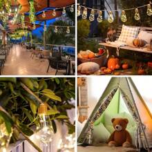 1 peça de 16 LEDs de corda solar, 8 modos, controle remoto, energia solar, decoração para festa de aniversário, casamento, varanda, pátio, jardim, Ação de Graças e Natal