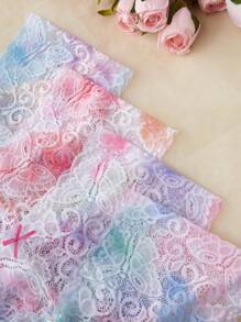 4 Pcs Sexy Lace Tie Dye Color Women's Underwear, Hipster Triangle Panties