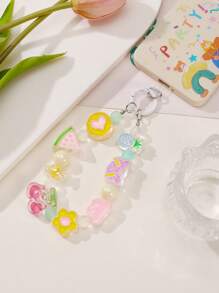 Acrylic Beaded Phone Lanyard DIY Cartoon Colorful Keychain Handle