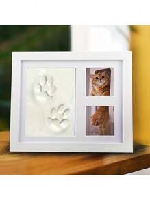 1pc DIY Pet Paw Print Photo Frame, Dog, Cat And Pet Paw Print Souvenir Kits And Picture Frame Souvenirs Paw Print Clay Molds, Pet Paw Pattern Memorial Set Gift