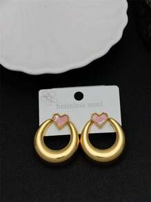 A Pair Of Popular Wheat Ear C-Shaped Stainless Steel Earrings Suitable For Ladies To Wear To The Party.