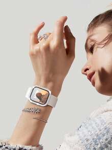 1 buah Pelindung Layar Kaca Tempered Ultra Tipis Anti Jatuh Berkilau Berhiaskan Berlian Imitasi, Modis, Unisex, Kompatibel dengan Apple Watch 38/40/41/42/44/45/46/49mm, Cocok untuk Apple Watch Series Ultra/SE/11/10/9/8/7/6/5/4/3/2/1, Aksesori Jam Tangan Pintar - Perak - View 9