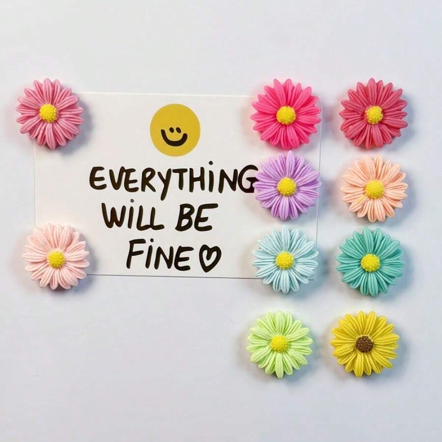 2/5/8/10pcs Multicolor Small Daisy Fridge Magnets, Magnetic Whiteboard Decor, Cute Plant Decorative Magnets For Home Decor And Creative Gifts