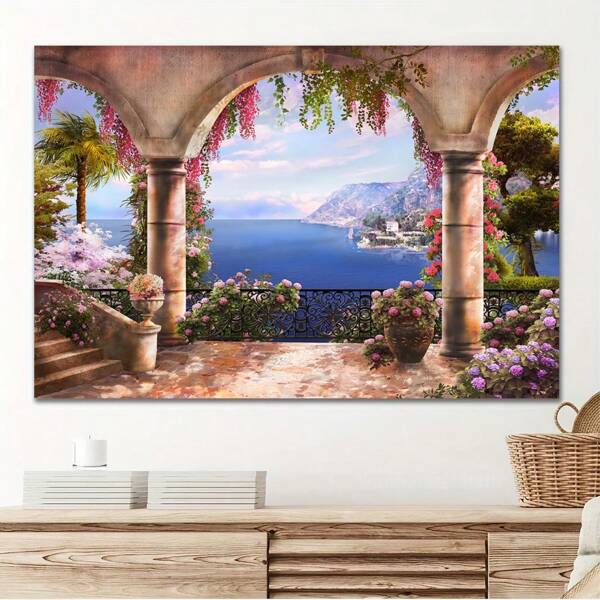 3D Natural Garden Arch Bridge Lake Landscape Wall Sticker, Removable Self-Adhesive Nature Scenery Wall Decal For Bedroom, Living Room, Office, Multi-Size Room Decor Home Decor Wallpapers Wall Paper Wallpaper Bathroom Kitchen Stickers Personalised Stickers Wall Decor Wall Stickers