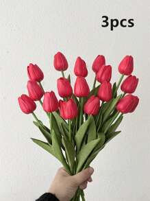 3 pezzi di fiori artificiali di tulipano, adatti per decorare casa, soggiorno, camera da letto, ufficio, scrivania, giardino, feste, regali per vacanze
