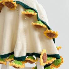 1pc Rose & Sunflower Bouquet Shawl, Handmade Crochet Office Nap Blanket Scarf, Gift For Friends