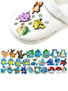 pokemon 5/10/20pcs Pokémon, Pikachu Shoe Charm - Fun And Creative DIY Shoe Accessories, Unique And Colorful Pikachu Hole Shoe Decorations, Used For Personalized Footwear; Ideal Gift For Enthusiasts, Party Darlings, And Collectors Suitable For Birthday Party Decoration Features