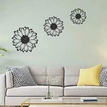 3 Pieces Metal Sunflower Wall Art, Rustic Garden Decor For Outdoor Fence, Living Room, Bedroom, Patio & Porch, No Power Required, Suitable For Modern Home Decor, Home Decoration, Room Decor, Bedroom Decor