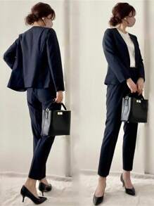 Pants Suits For Women, 2-Piece Set, Tapered Pants, Suit, Coat, Long Pants, Jacket, Top And Bottom Set, Setup, Office Wear, Pants, Formal, Casual, Long Sleeves, Spring, Summer, Autumn, Winter, Kindergarten Entrance Ceremony, School Entrance Ceremony, Kindergarten Graduation Ceremony, Commuting