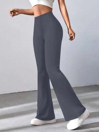 女式纯色修身喇叭腿运动紧身裤，高腰压缩健身紧身裤，适合跑步、健身、瑜伽