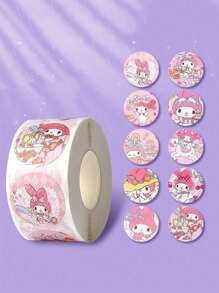 Sanrio 500Pcs/Roll Cute Hello Kittys Kuromi Melody Cartoon Stickers Suitable For Laptops Refrigerators Books Desks Helmets Skateboards Cameras Guitars Creative Stickers (Some Parts May Be Random)