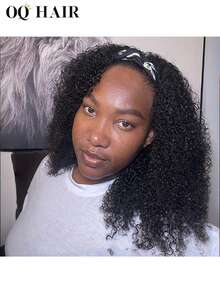 OQ Hair Full Machine Made Afro Kinky Curly Headband Wig Human Hair 180% Density 18-24 Inch Machine Made Headband Wigs Human Hair Wig Natural Color Daily Use For Beginners Mermaid Accessories Heels Halloween Accessories Makeup Bags Halloween Costumes Halloween Costumes Women Hair Products Accessories Women - SNatural - View 2