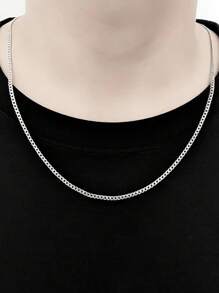 1pc/Set Titanium Steel Cuban Link Chain Necklace, Hip Hop Rock Sweatshirt Chain Accessory, 3mm Width, Fashionable Versatile DIY Jewelry, Won't Fade Or Discolor Fathers Day Gift School Jewelry Men Y2k Accessories Goth Chains Jeans Accessories Gothic Jewellery Back To School Street Halloween Accessories Punk Streetwear Accessories