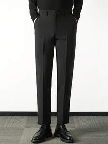 Pantalones formales de traje para hombre de corte recto y ajustado para uso profesional - Negro - Ver 5