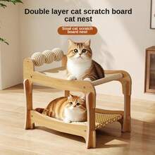 1 Stück Kratzbrett & Bett Kombination für Katzen, Doppellagiges stapelbares Design, krümelfreies, gesundes Sisalmaterial, Größe: 56*42*40cm