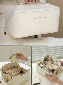 大容量双层防水PU皮革化妆包，多功能旅行收纳包，化妆品收纳整理包，洗漱包