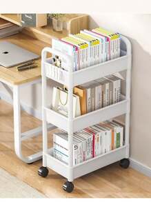 1pc 2/3/4 Layer Trolley Storage Rack, Bedroom Storage Rack, Family Kitchen Mobile Storage Rack, Multi-Layer Trolley Shelf Easy To Assemble, And Movable Tires, Which Can Be Used As Multifunctional Storage Cabinets, Tire Hooks, Kitchen Vegetables, Bathroom Clothes, Study Books And Living Room Snacks.