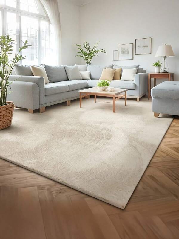 1 pieza Alfombra de felpa de alta calidad color crema, diseño moderno lavable, apta para sala de estar y dormitorio, decoración del hogar para el Día de la Madre, el Día del Trabajo, Pascua, cómoda bajo los pies, 850g/㎡, opciones de varios tamaños, nuevo lanzamiento de primavera