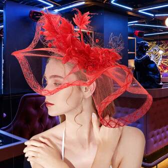 1Pc Fascinators Headband With Feather Women's Tea Party Hat For Kentucky Derby Hats Cocktail Wedding Bridal Fascinators Headband Clip For Women And Girls Valentine's Day Accessories