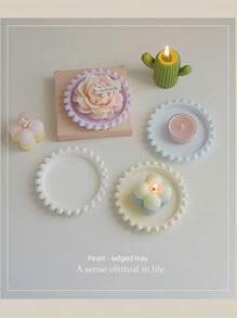 1 pieza Decoración de portavelas de yeso estilo Ins, hecho a mano con bases creativas para velas y bandejas para velas aromáticas. Está hecho de material de yeso fino y duro, que tiene buena plasticidad y estabilidad.