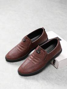 Men's Spring/Summer Slip-On Loafers, Casual Non-Slip & Durable Work Shoes - Brown - View 1