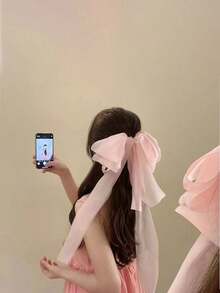 1 件超大网状蝴蝶结丝带弹力爪夹发饰，优雅大气的美学设计，适合日常佩戴、派对、婚礼、订婚活动爪夹发夹发夹