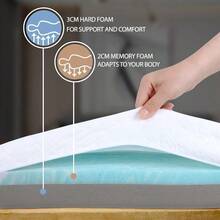 DualLayer 2 Inch Memory Foam Mattress Topper Double Bed Orthopedic Bed Topper With Breathable Washable Cover Cooling Soft For Back Pain 135x190x5cm - White - View 4