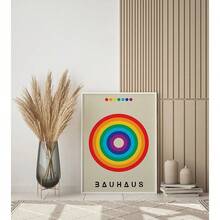 1pc /3PCSWall Arts Posters Optional Frame ModernMid Century Bauhaus Poster Geometric Wall Art Canvas Prints Living Room Bedroom Bright Colourful Artwork For Home Decor ,Wall Art With Frame