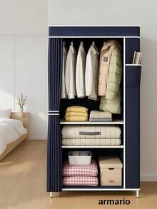 Armario Simple, armario plegable, armario de almacenamiento de tela minimalista, colgador de ropa plegable a prueba de polvo, armario de ropa para dormitorio - Multicolor - Ver 2