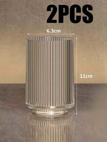2 件坚固透明塑料牙刷杯 - 时尚浴室杯，带罗纹设计，适合家庭和酒店的现代简约装饰，轻奢透明冰川纹漱口杯，水波纹牙刷杯，家用洗漱杯家居浴室装饰秋季装饰返校