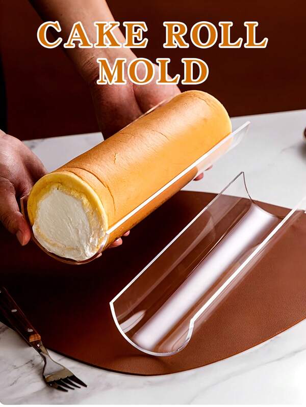 1pc Acrylic Cake Roll Shaper Clear U Shape Swiss Roll Cake Mold Long Roll Dessert Making Tool For Baking, Kitchen, Family, Diy, Hotel