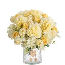 1PC Artificial Roses Flowers Bouquet Silk Hydrangea Wedding Decoration, Home, Dining Room, Bedroom, Vase Decoration, Holiday Birthday Party Accessories, Wedding Scene Scenery Decoration, Flowers, Valentine's Day Gifts, New Year DIY Materials