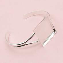 1 pièce Monture de bracelet manchette adaptée pour cabochons carrés de 20 mm et 25 mm, base de réglage couleur argent, accessoires de fabrication de bijoux DIY