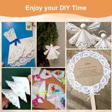 100 Pieces Round Paper Placemats, Paper Doilies, 6.5, 8.5, And 10.5 Inch Doilies For Food, Disposable Lace Paper Doilies For Tables, Crafts, Baby Showers, Parties, Wedding, Birthday, Tableware Decoration