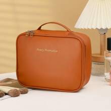 1 Peça Necessaire de Maquiagem Desmontável Multicamadas, Bolsa de Maquiagem de Couro Sintético à Prova d'Água de Grande Capacidade, Bolsa para Pincéis de Maquiagem Removível, Organizador Portátil de Viagem para Batom e Cosméticos, Adequado para Cosméticos e Artigos de Higiene Pessoal Durante a Viagem