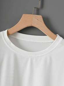 White Cropped Women's T-Shirt With Bold "CALIFORNIA LOS ANGELES" Text Graphic Casual Soft Short Sleeve Pure Cotton 220gsm T - Shirt - trắng - Xem 3
