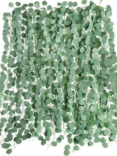2/6/12 piezas Guirnalda de hojas de eucalipto artificial, guirnalda de verdor de mesa para decoración de boda, fiesta, dormitorio, pared, habitación, mesa, chimenea, plantas falsas