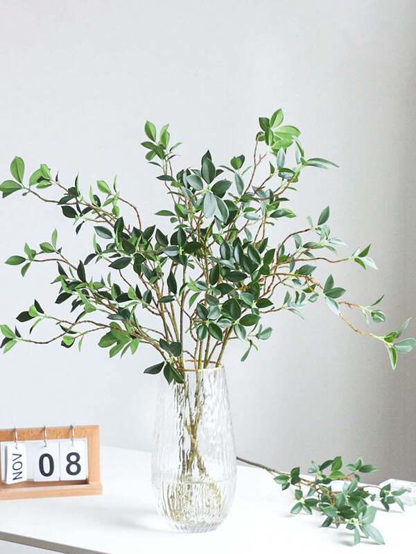 4 PIEZAS Ramas artificiales de árbol baniano de 73 cm con hojas, tallos de plantas artificiales verdes, ramas de olivo falsas para rellenar jarrones, ramitas artificiales secas